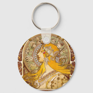 Chaveiro Alphonse Mucha Zodíaco Art Nouveau Decoração Vinta