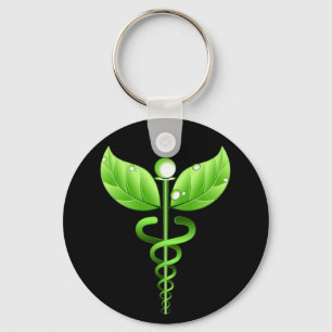 Chaveiro Alternativo Médico Verde Caduceus Preto