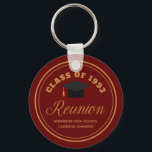 Chaveiro Alunos Personalizados da Reunião de Segundos graus<br><div class="desc">Uma festa de reunião de classe personalizada favorece presente em azul real clássico e ouro para um segundo grau,  faculdade ou universidade. Personalize com seu nome de escola e sua classe de graduação sob a elegante caligrafia para um excelente de chaveiro de alunos personalizados para .</div>