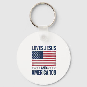 Chaveiro Ama Jesus E a América Demais Camisa Cristã Patriót