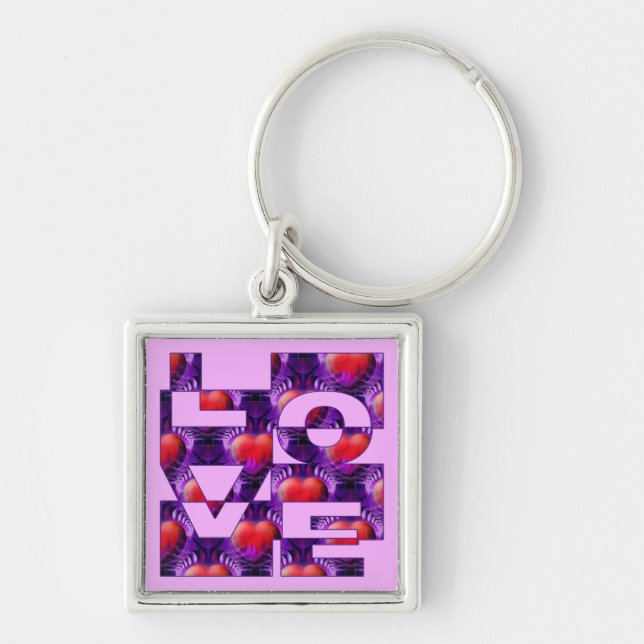 Chaveiro AMA os corações | cor-de-rosa claro (Frente)