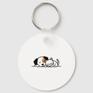 Chaveiro Amante de Animais Engraçados - Gato Fofo e Cachorr