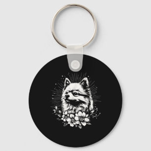 Chaveiro Amante de Cachorro Pomerânia Tatuagem Estilo Retro