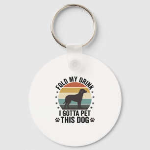 Chaveiro Amante de Cão Engraçado Vintage Dobre Minha Bebida