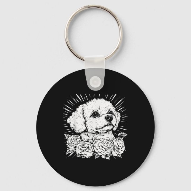 Chaveiro Amante de Tatuagem Estilo Bichon Frise Retro Cacho (Frente)