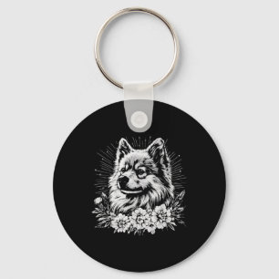 Chaveiro Amante de Tatuagem Estilo Keeshond Retro Cachorro