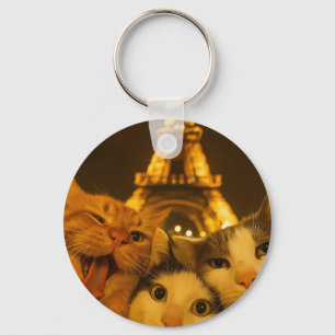 Chaveiro Amante do Grupo de Gatos de Paris à Noite
