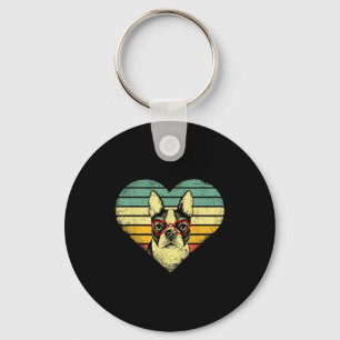 Chaveiro Amantes de Boston Terrier Americano Vintage no Dia