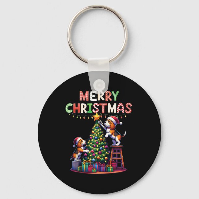 Chaveiro Amantes de os animais De Pet Xmas Beagle Cães Deco (Frente)
