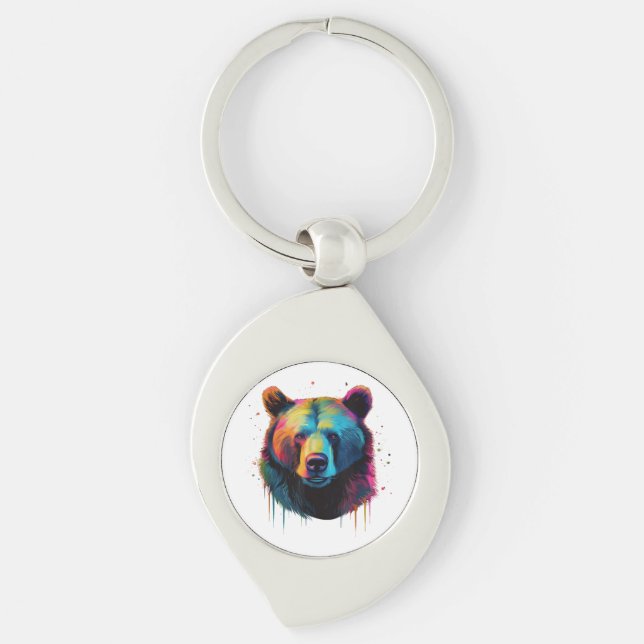Chaveiro Amantes de Urso Cinzento Pop Art Grande Urso Cinze (Frente)