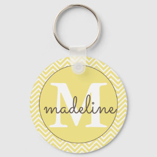 Chaveiro amarelo/branco moderno Monogrammed de
