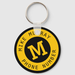 Chaveiro amarelo com monograma
