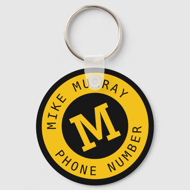 Chaveiro amarelo com monograma (Frente)