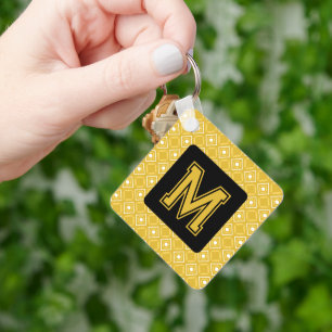 Chaveiro Amarelo Elegante com Monograma