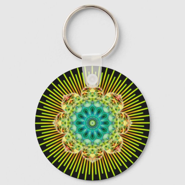 Chaveiro Amarelo Mandala | preto (Frente)