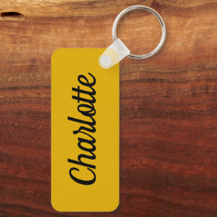 Chaveiro Amarelo Mostarda e Branco Nome Personalizado