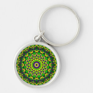 Chaveiro Amarelo, verde, Mandala roxo
