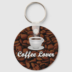 Chaveiro Amassado de café, taça branca/feijão castanho