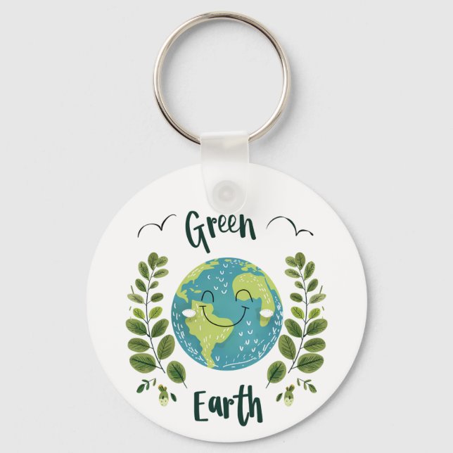Chaveiro Ambiente mundial - Terra sorridente com Terra Verd (Frente)