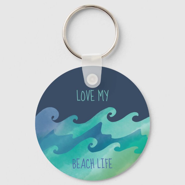 Chaveiro Ame As Ondas Da Minha Praia (Frente)