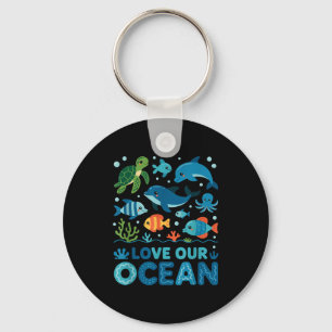 Chaveiro Ame nosso oceano - animais marinhos vida marinha