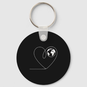 Chaveiro Ame o planeta terra globo coração minimalista