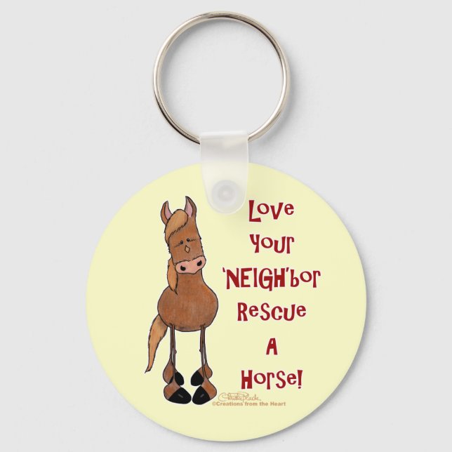 Chaveiro Ame seu resgate de cavalos NEIGHbor (Frente)