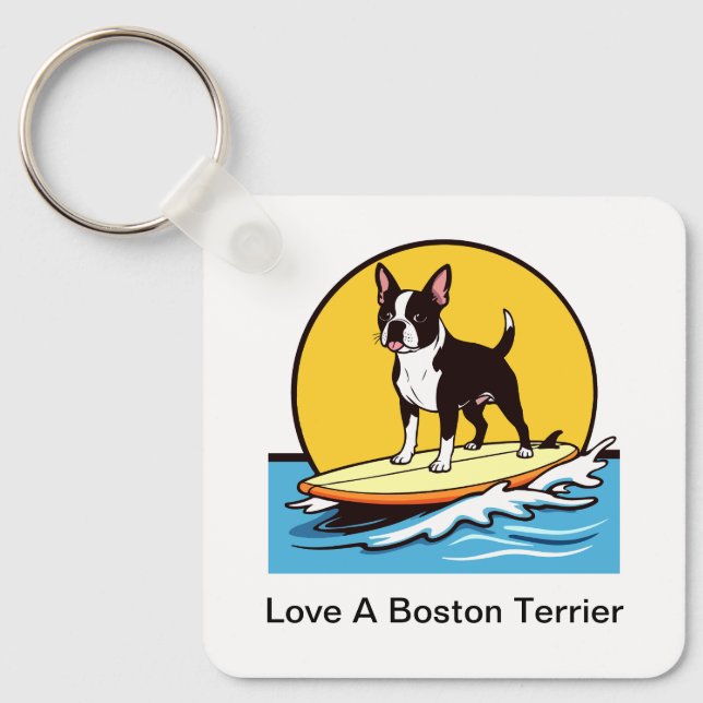 Chaveiro Ame um cão Terrier de Boston (Frente)
