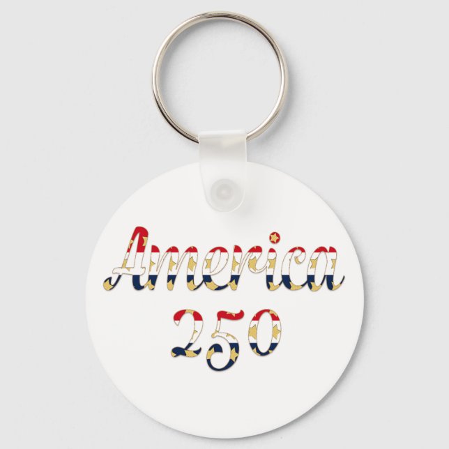 Chaveiro América 250 vermelho branco azul dourado  (Frente)