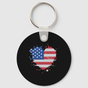 Chaveiro America Love Flag Usa Heart Do Dia 4 De Julho Amer