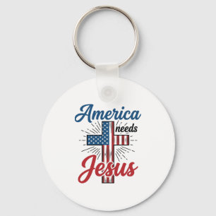 Chaveiro America Precisa de Jesus Camisa Patriótica da Cruz