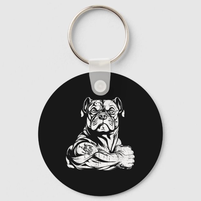 Chaveiro American Bully Biceps Tattoo Pet - Raça De Cachorr (Frente)