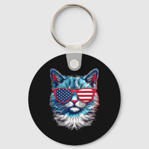 Chaveiro American Cat Sungles Usa Flag 4º Do Julho Memorial