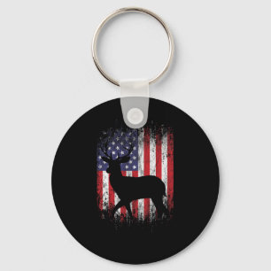 Chaveiro American Deer Hunting Patriótico Flag Whitet
