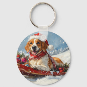 Chaveiro American English Foxhound no Sledge Christmas