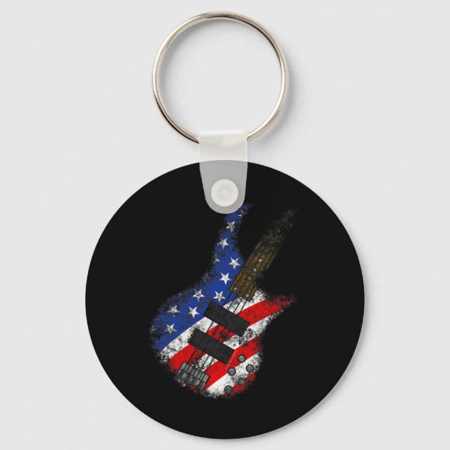 Chaveiro American Flag Byss Guitar Usa Independence Day 4th (Frente)