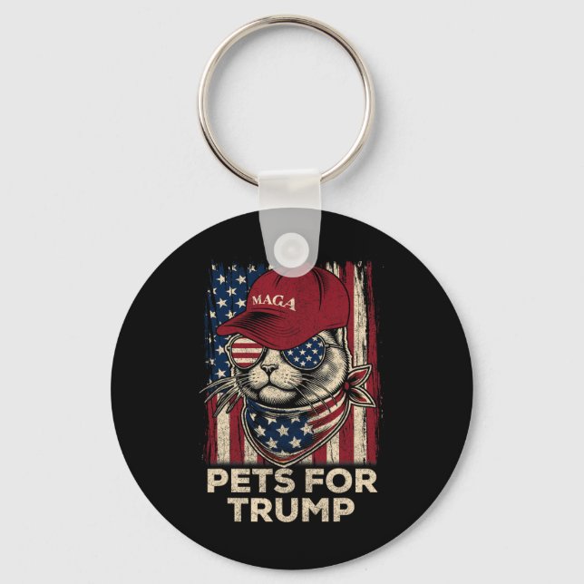 Chaveiro American Flag Cat Vive Problem Trump 2024 (Frente)