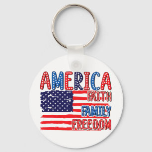 Chaveiro American Flag Faith Family Freedom 4º Do Julho Ind