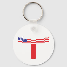 Chaveiro American Flag Letter T Monogram