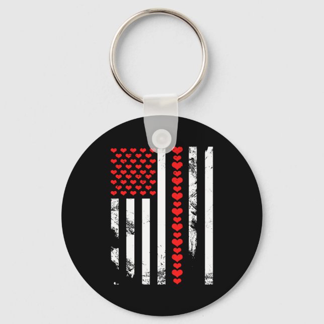 Chaveiro American Flag Patriotic Valentines Day Clic He  (Frente)