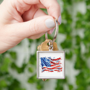 Chaveiro American Flag USA Watercolor 4 de julho