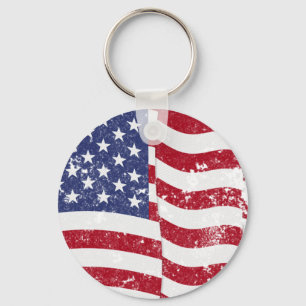 Chaveiro American Flag Waving - Distressed