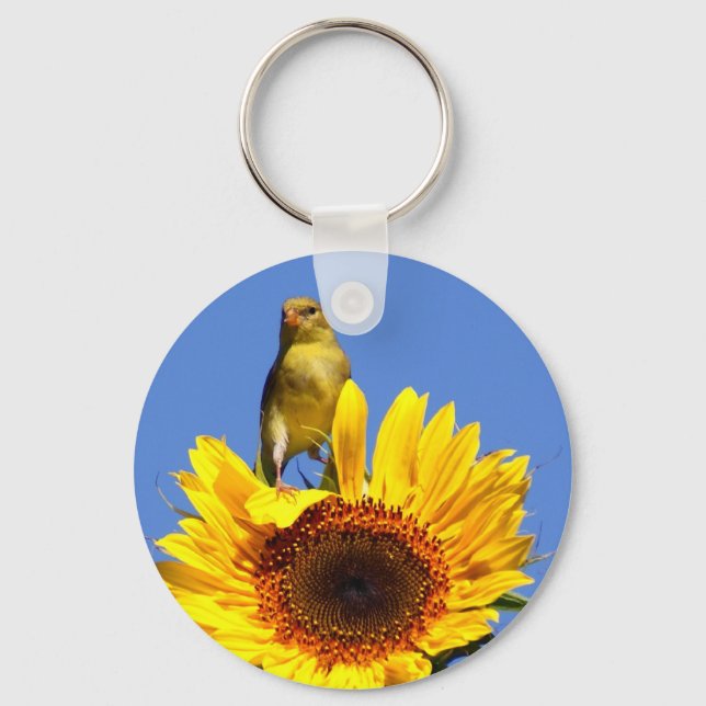 Chaveiro American Goldfinch sobre Sunflower (Frente)