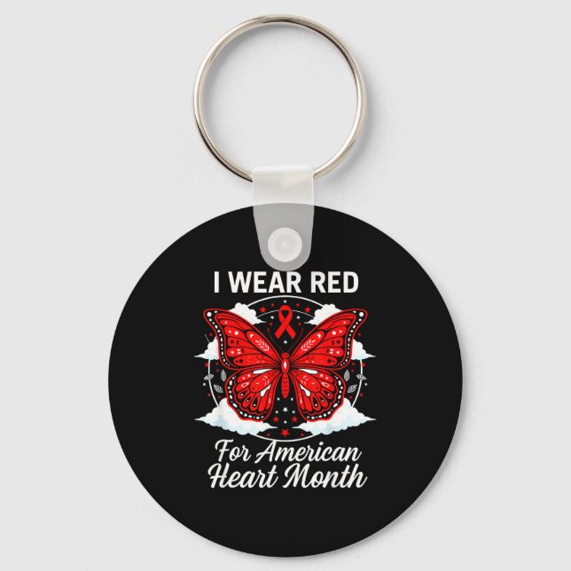 Chaveiro American Heart Disease Awareness Month Ribbon Red  (Frente)