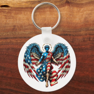 Chaveiro American USA Flag Angel Man Patriotic Art