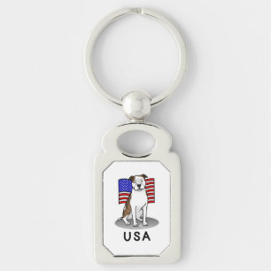 Chaveiro American USA Flag Pit Bull (lt brindle white 3)