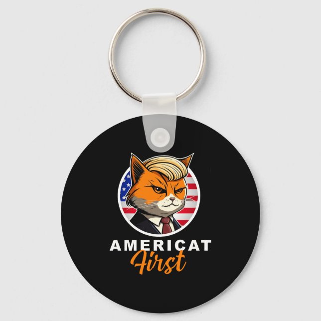 Chaveiro Americat First Funny Patriot America Cats Presiden (Frente)