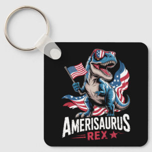 Chaveiro Amerisauro T Rex Dinossaur 4 de julho Americano