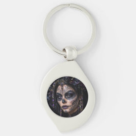 Chaveiro Amethyst Orchid Calavera – Gothic Sugar Skull