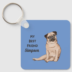 Chaveiro Amigo Pug Nome Personalizado Retorno à Informação